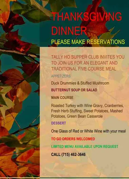 Thanksgiving menu
